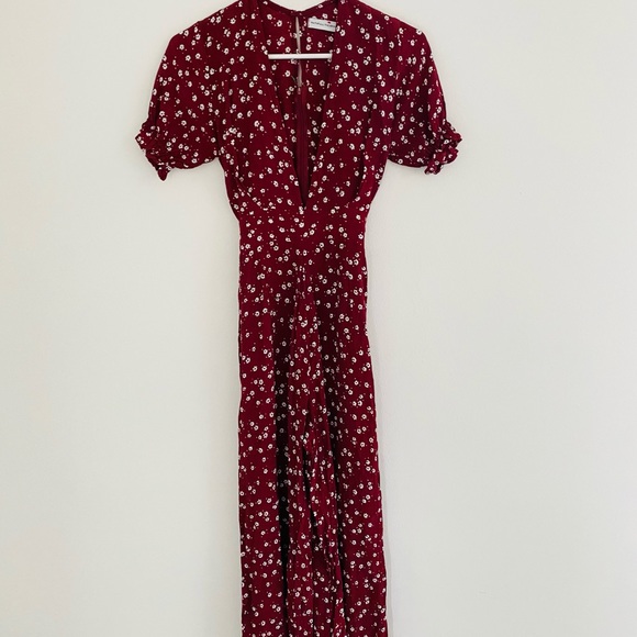Faithfull Bonnie Red Berry Floral Jumpsuit 4/ Small - Picture 2 of 4